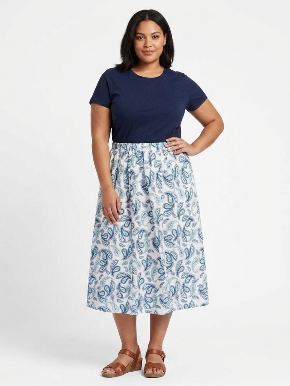Jessica London Blue/White Paisley Skirt 20W